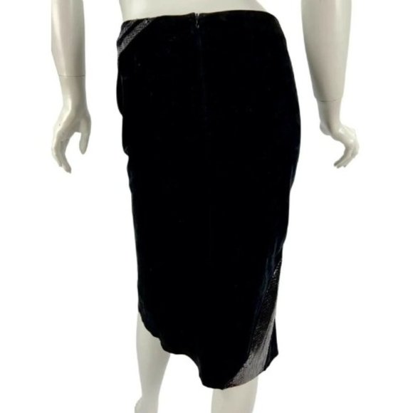 F/W 2000 Vintage Versace Black Leather Suede Skirt with Python Detail - Picture 3 of 4
